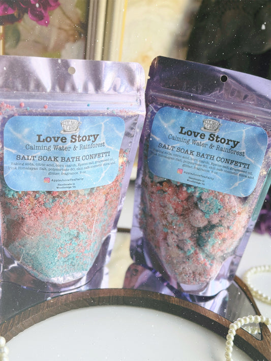 "Love Story" - Calming Water + Rainforest Salt Soak Bath Bomb Confetti