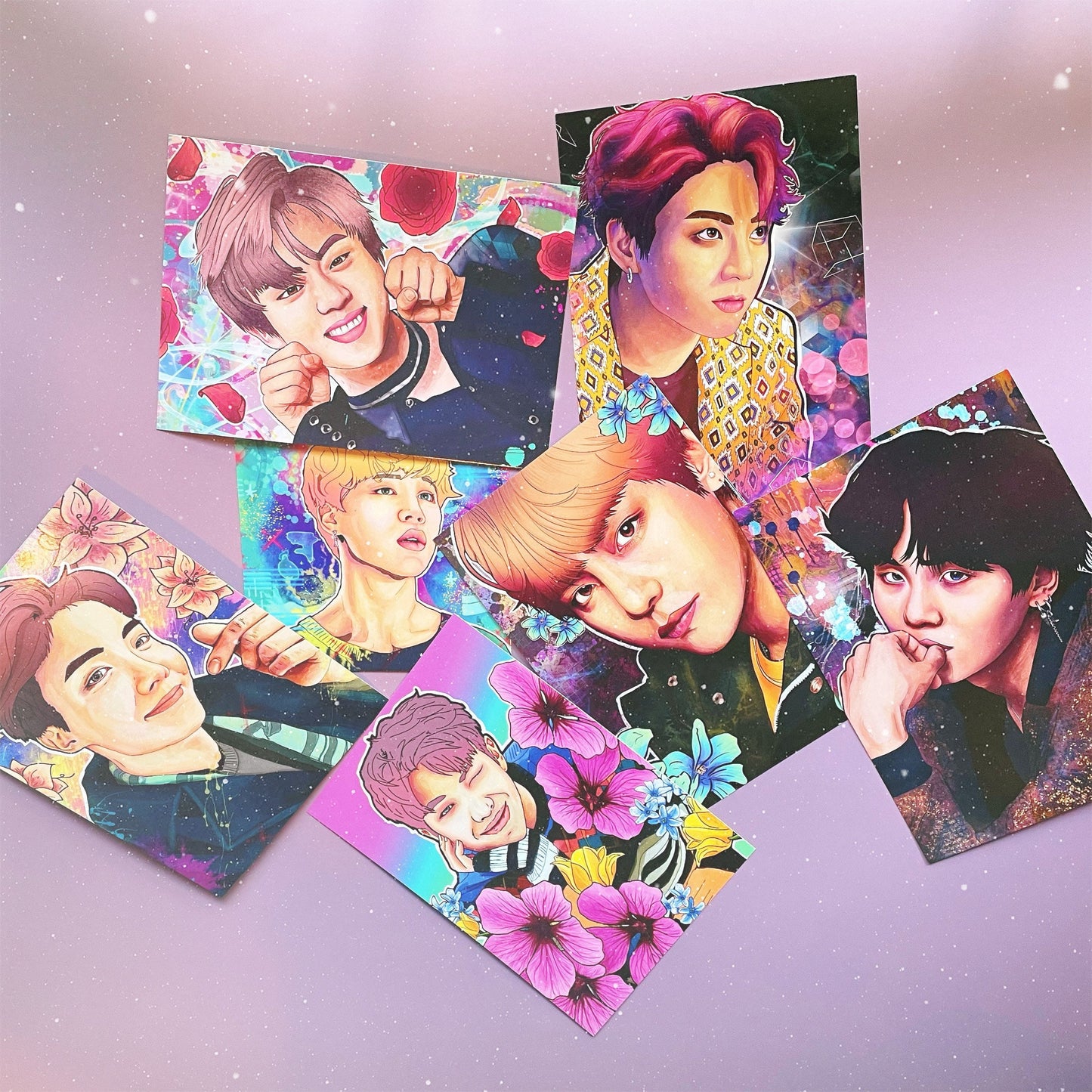 BTS Prints Pack: 5x7 Glossy Rap Monster, Jimin, Suga, V, Jungkook, Jin, J-hope, Bangtan Boys Kpop Set Fanart